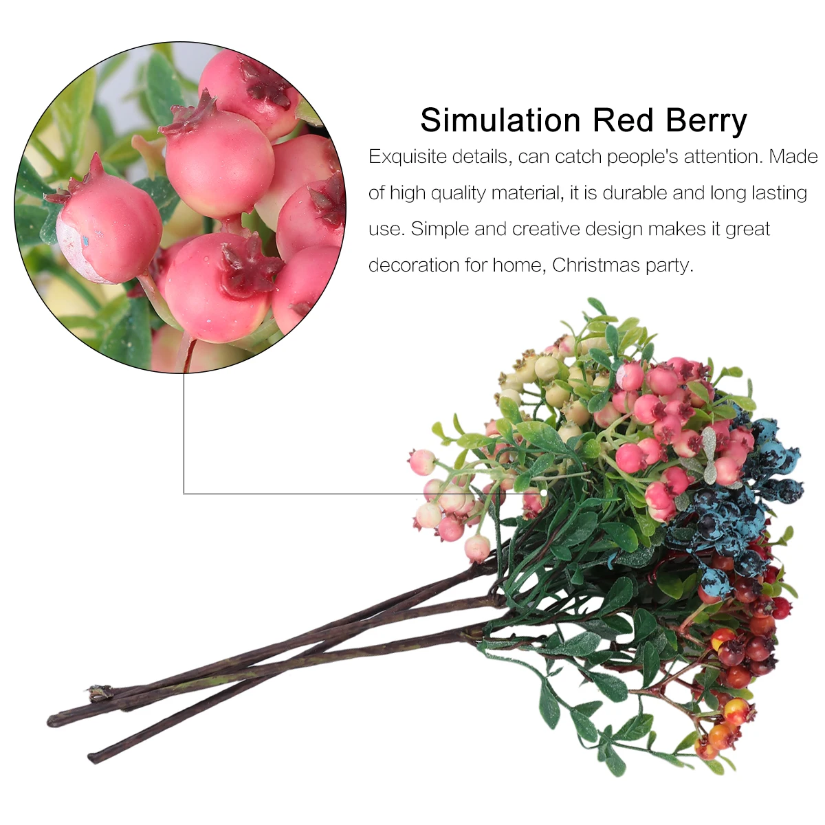 

5 Pcs Simulated Fruit White Berries Simulation Wreath Artificial Flower Branches Foam Red Berry Fake Tree Decor