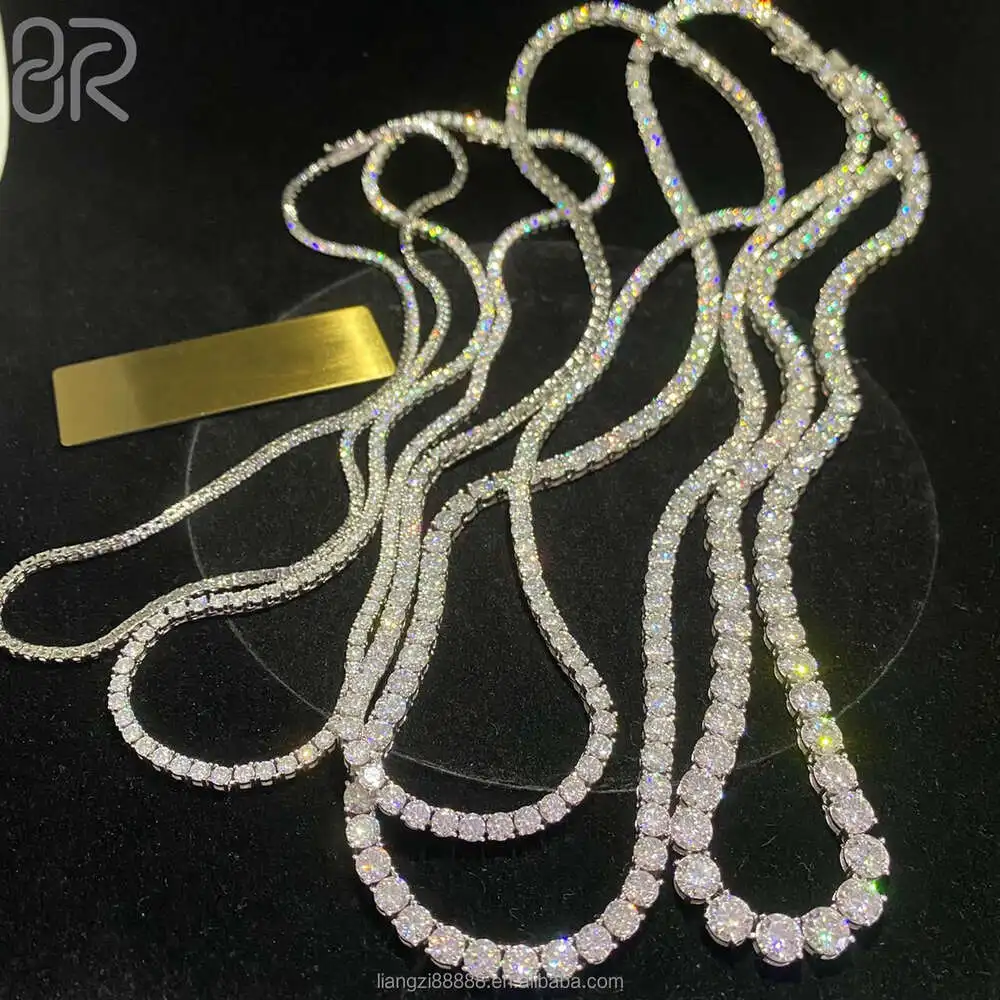 Hip Hop Style 5mm Lab Grown Diamond Tennis Chain Necklace Gia Igi Certified Round Brilliant Cut 925 Silver Bracelet