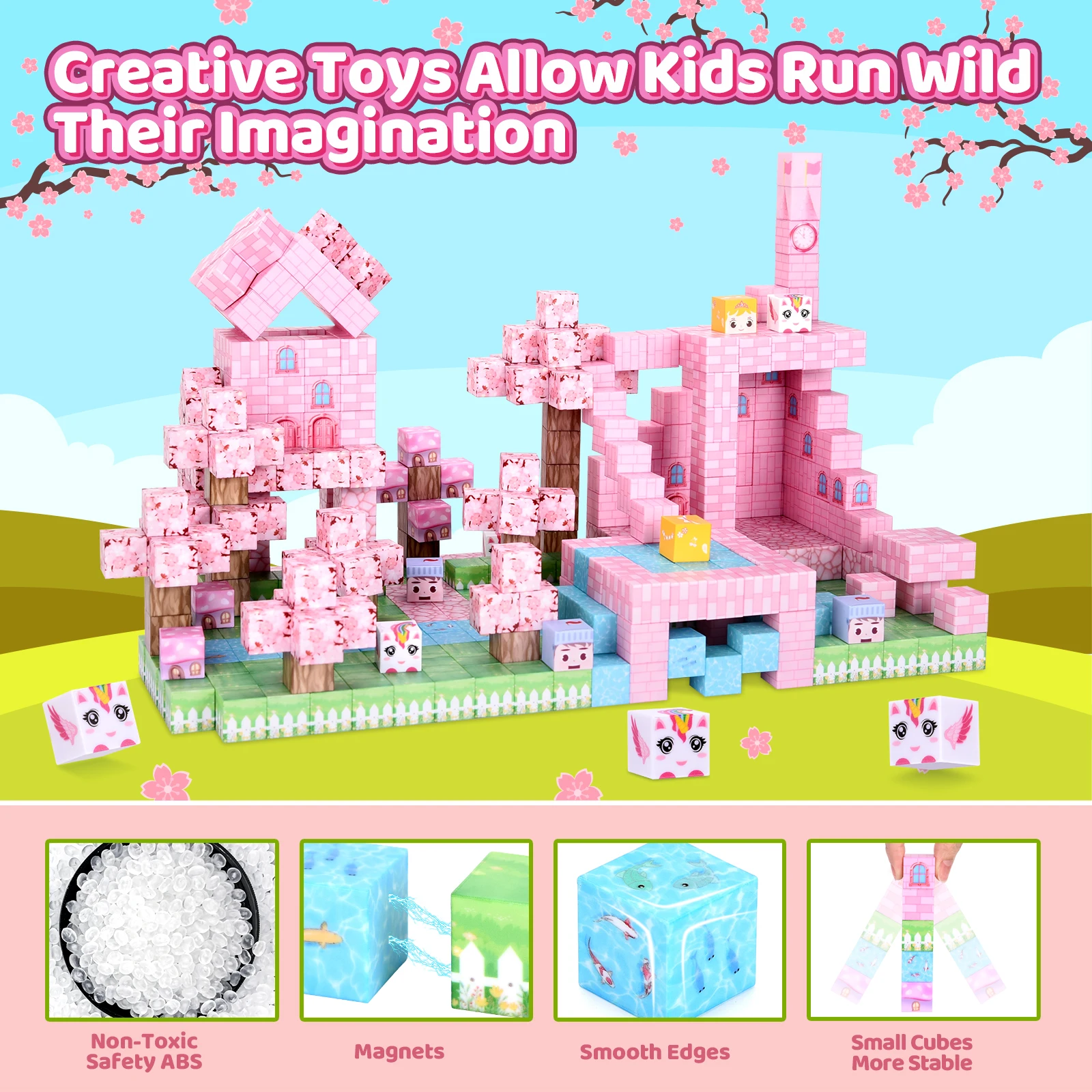 Ensemble de blocs magnétiques STEM Montessori, 100 pièces, jouets sensoriels, couleurs vives, construction gratuite, personnalisé 2025, 1 pièce pour les 3 ans et plus, cadeau de vacances Premium