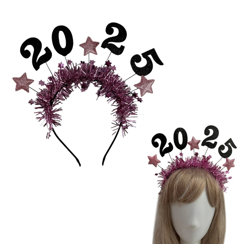 Brilhante 2025 estrela celebração bandana moda headwear tecido celebração cabeça ornamento para festas de férias