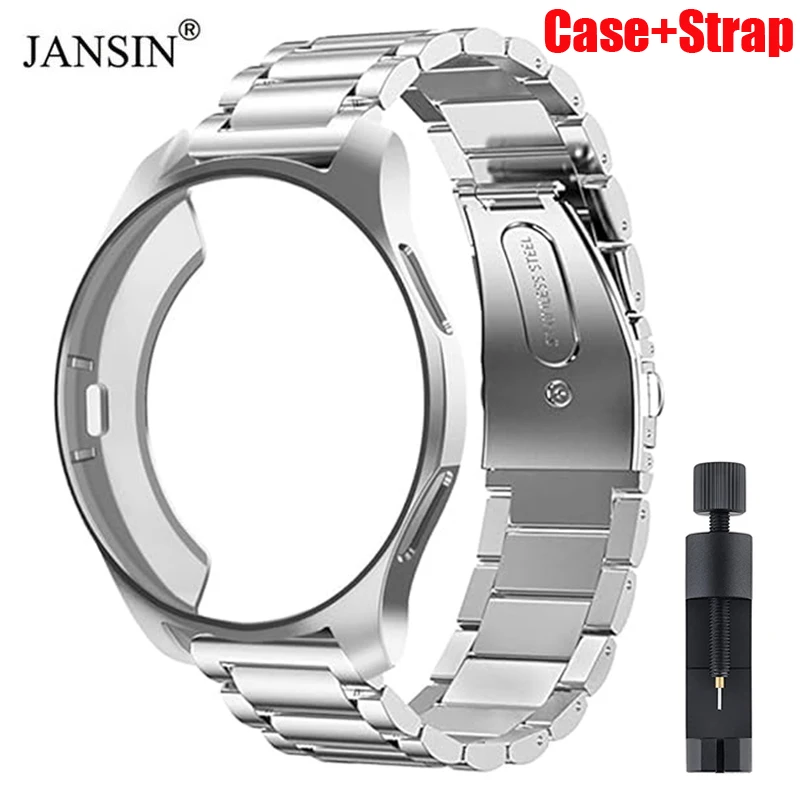 Band+Case for Samsung Galaxy Watch 6 5 4 44mm 40mm Stainless Steel Bracelet TPU Full Coverage Case Galaxy Watch 5 Pro 45mm Strap