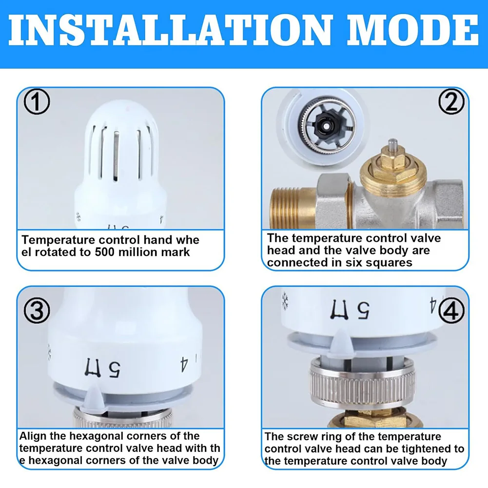 Radiator Thermostatic Head Heater Plastic Alloy Control Thermostat Heating Valve Tool White Home Valvefor Room Temperature