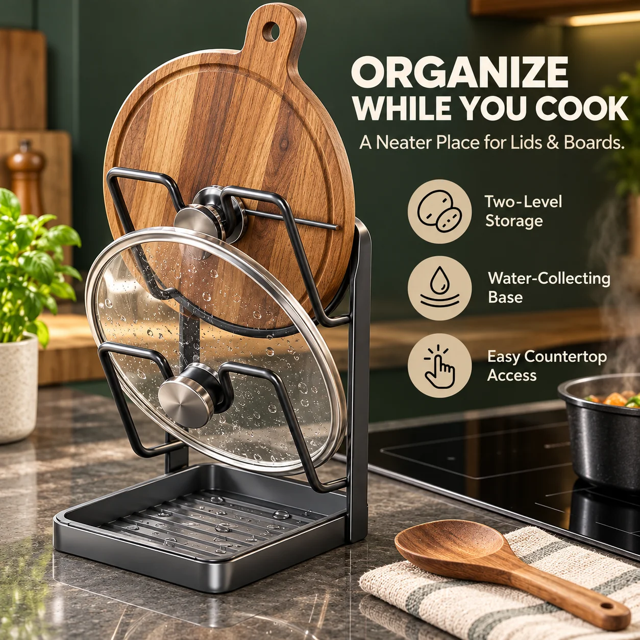 Kitchen Uncle - Suporte de 2 níveis para tampas