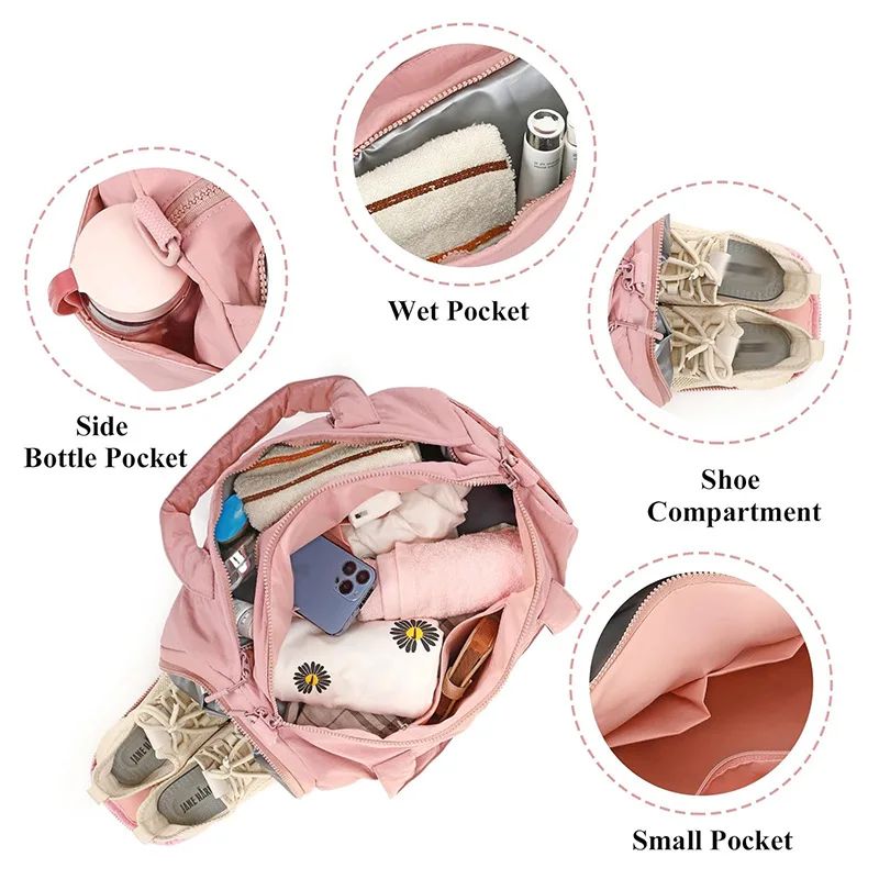 Fashion New Lightweight Taslon Fabric Duffel Bag Simple Foldable Portable Messenger Bag Storage Travel Bag