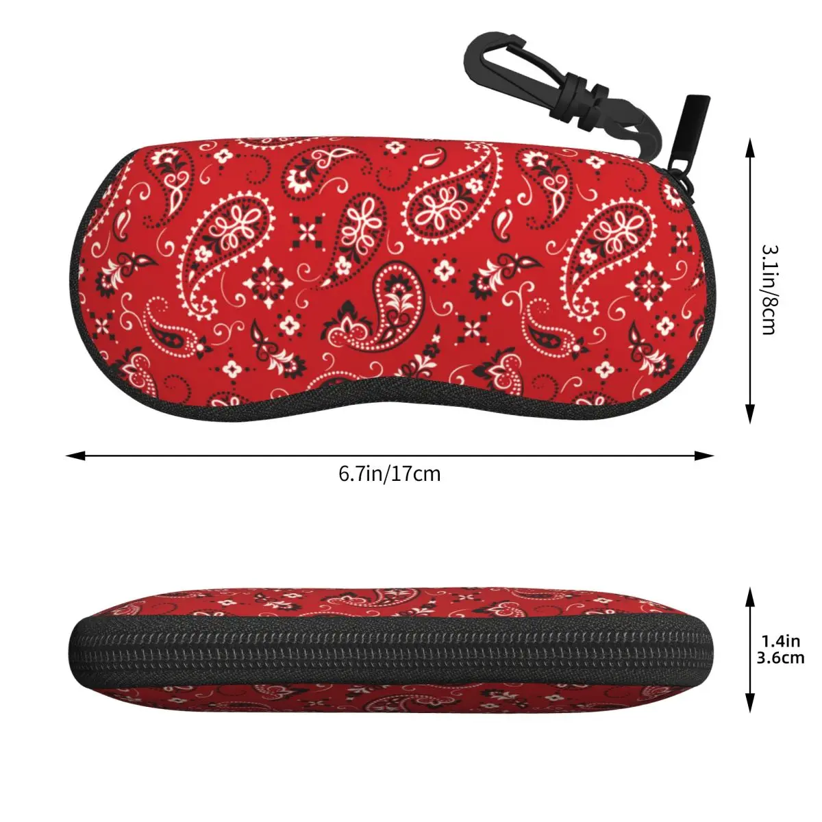 Custom Vintage Bandana Paisley Style Eyeglass Glasses Case Soft Neoprene Glasses Pouch Portable Sunglasses Box with Zipper