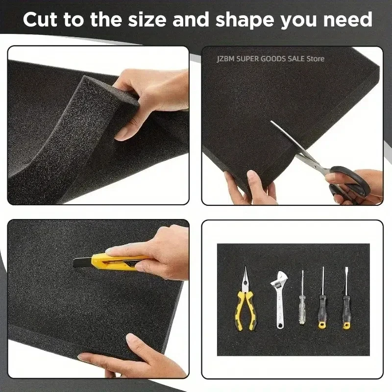 Large Size Foam Pad Cuttable Polyurethane Sponge Sheet Shock-Absorbing Foam Tool Organizer Shadow Foam Thickness 5/10/15/20mm
