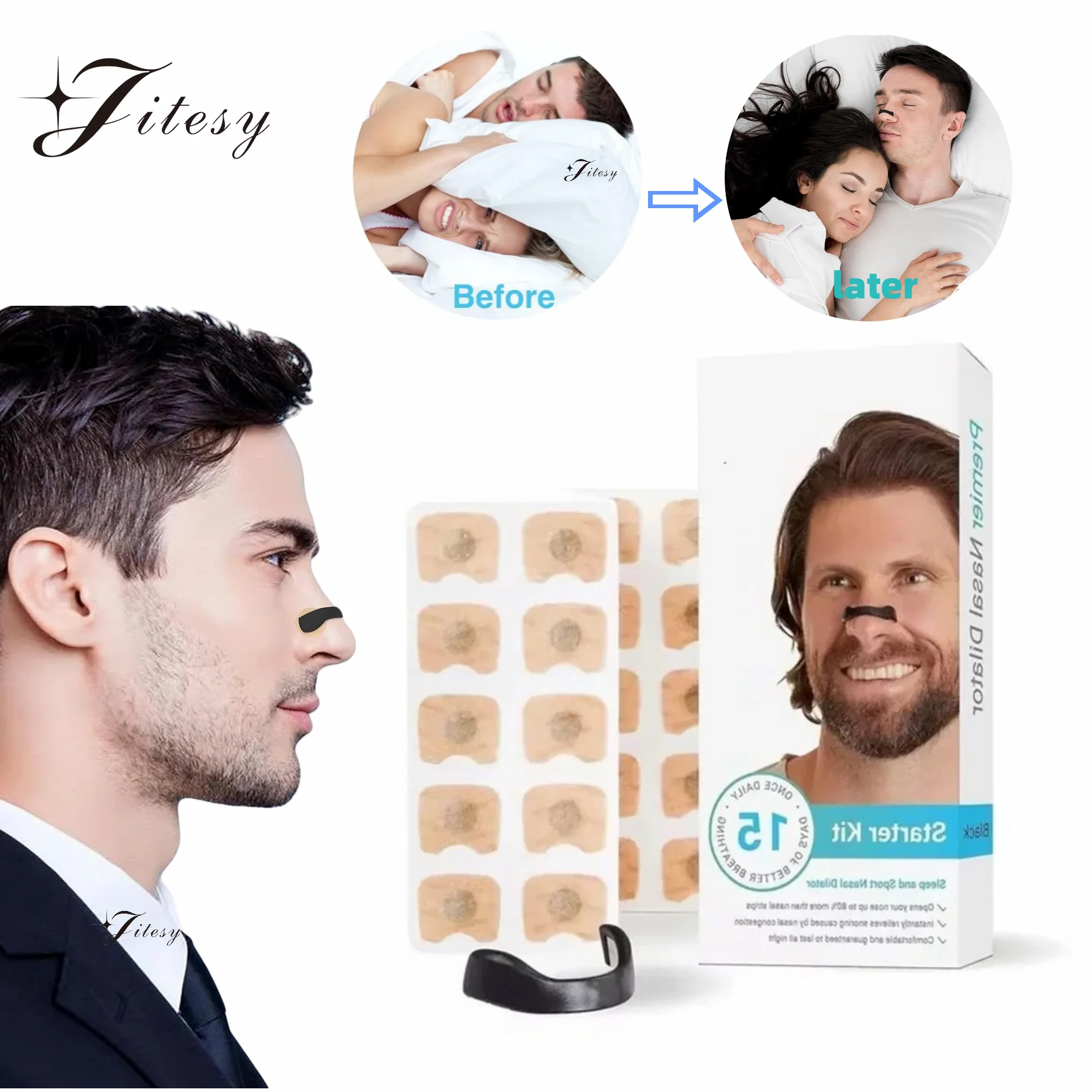 15/30Pairs Nasal Breathing Dilators Magnetic Anti Snoring Nasal Strips Kits Increase Air Intake Improve Sleep Quality