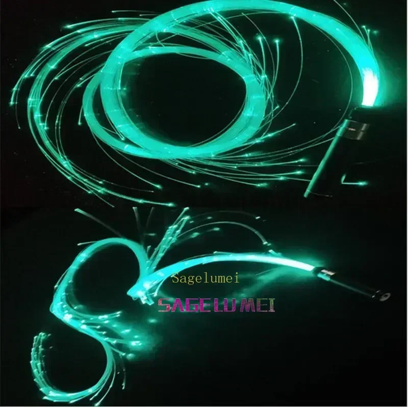 Mehrfarbige Disco Dance Glow Whip Sparkle Flow Party String USB wiederaufladbare LED-Glasfaser-Peitsche Licht 360° °   Schwenkbare optische Peitschen