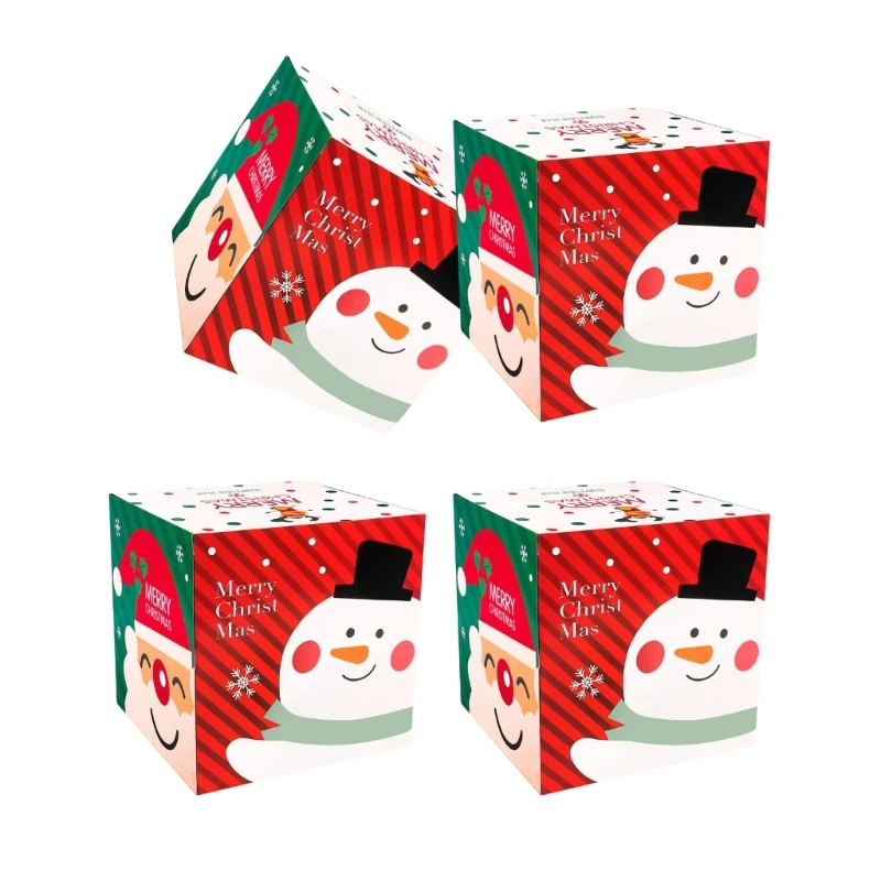 Set of 4 Christmas Gift Box Set With Festival Designs Decorative Christmas Present Boxes Perfect for Various Sized Gifts