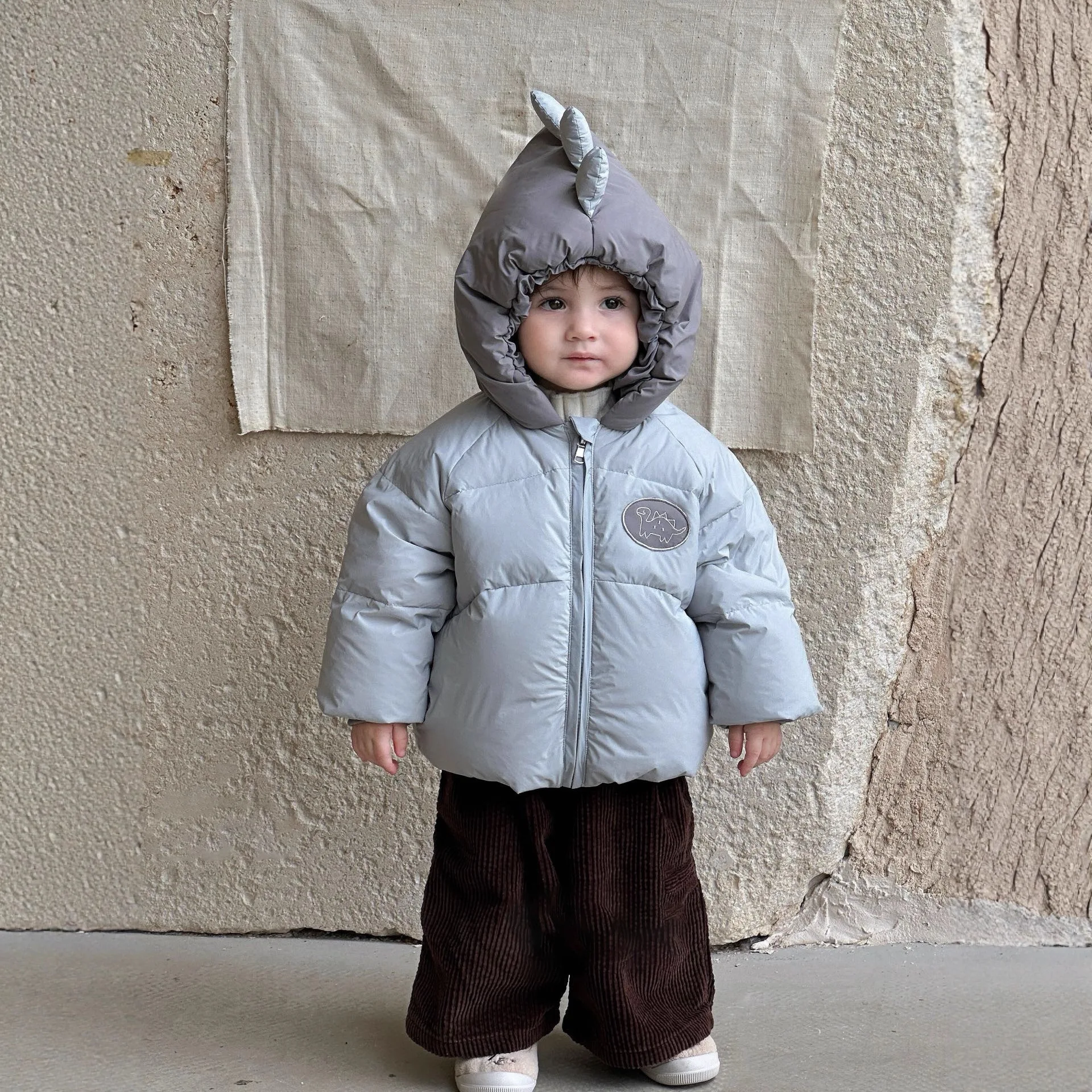 

New Winter Toddler Girls Down Coat Dinosaur Hooded 90% White Duck Kids Girls Warm Down Jacket Versatile Infant Boys Parkas Coat