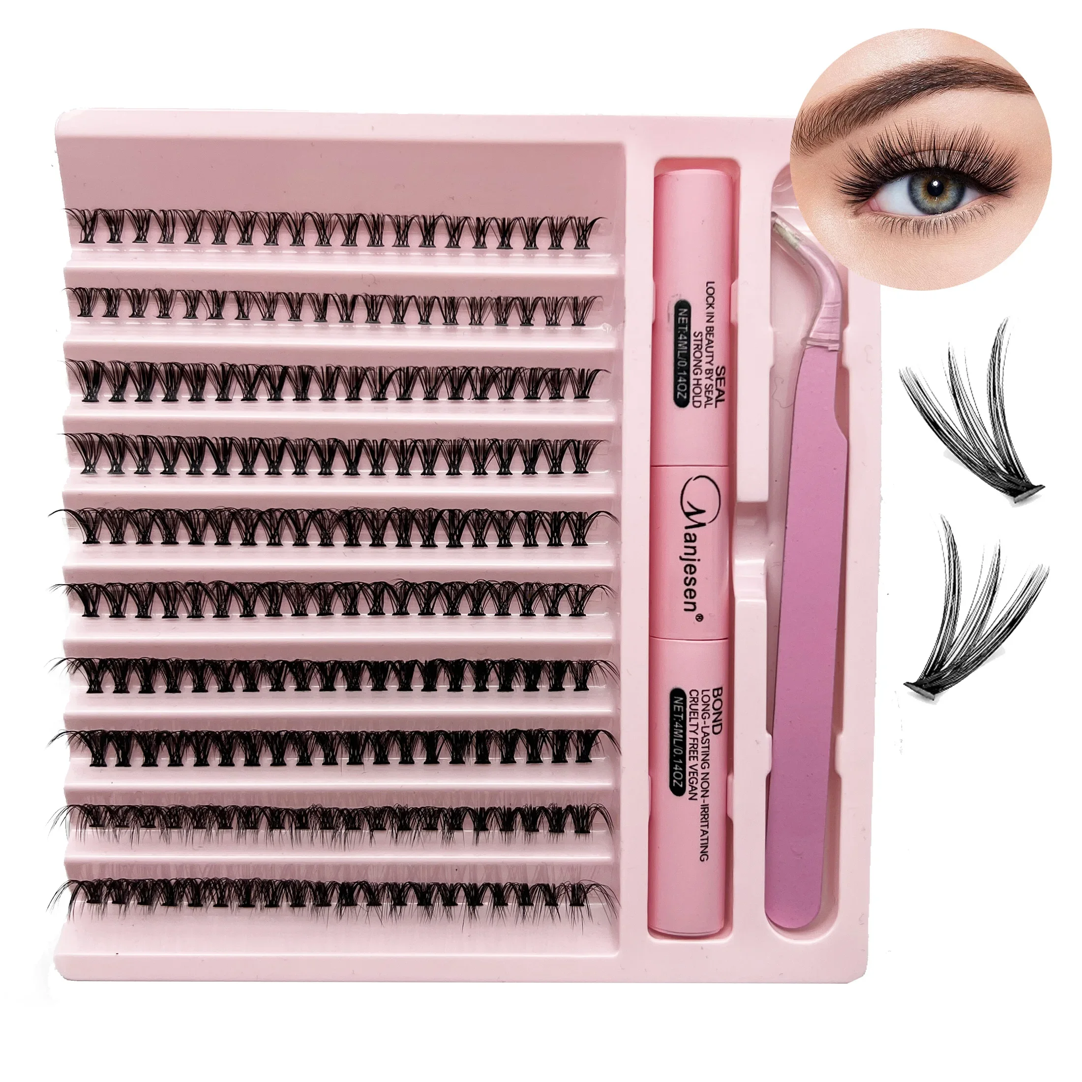 Lashvnna Lash Cluster Kit mit wasserdichtem DIY Lash Extension Kit Wimpern bindung und Siegel und Wimpern pinzette Make-up