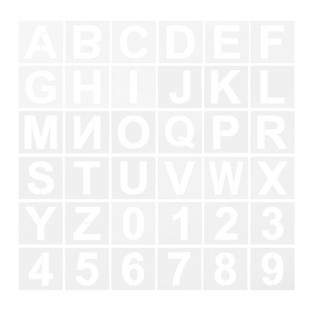 

72Pcs Plastic Reusable Letter Number Stencils for Spray Painting Craft DIY Scrapbooking Art Projects 3inch Templates