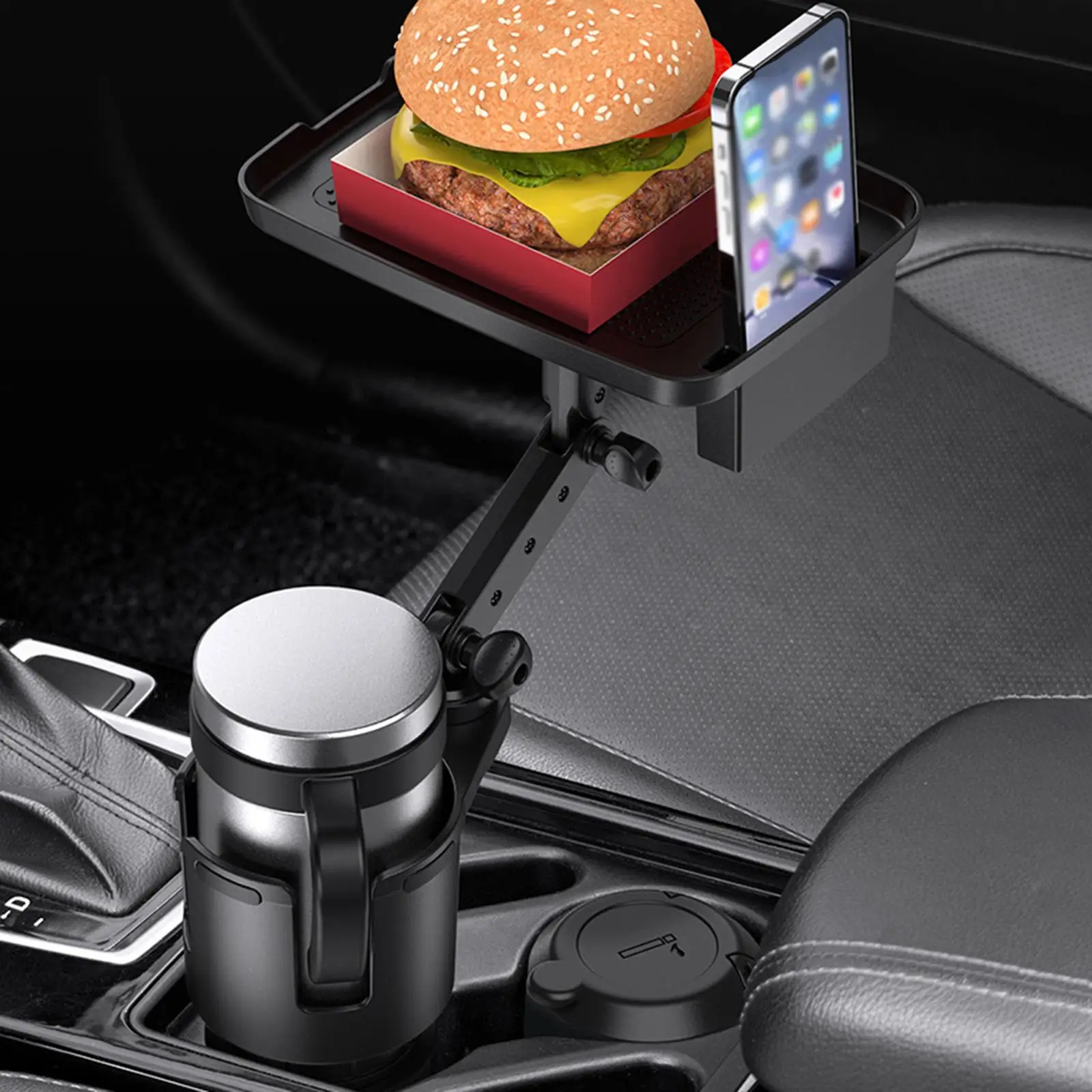 Multifunctional Car Cup Holder Expander with Tray Automotive Stable Adapter for Below 90mm Diameter Drinks Beverage Cups