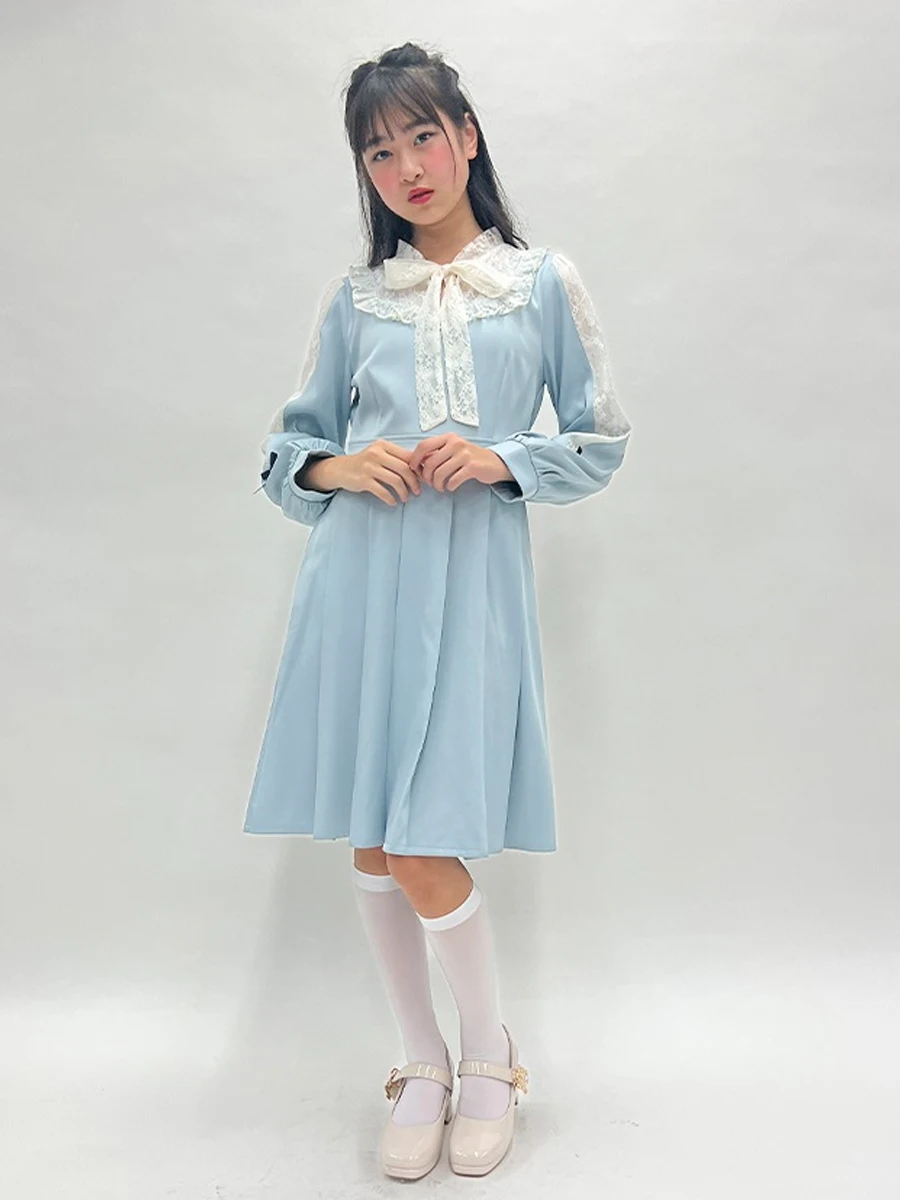 

Юбка женская A-силуэта средней длины, приталенная, с кружевной отделкой, на резинке, из полиэфирного волокна, длинная, в японском стиле