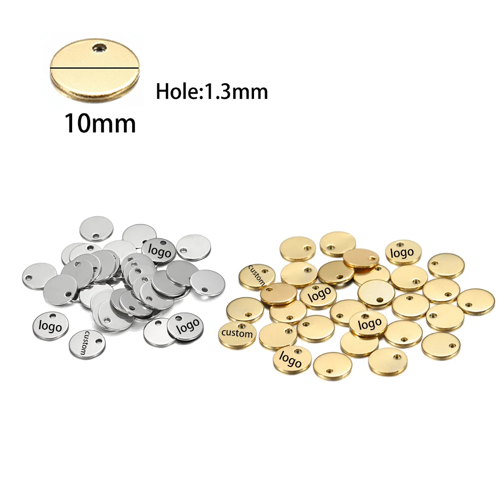 100 stücke Angepasst Laser Gravieren Name LOGO Edelstahl Personalisierte Tags Individuelles Logo Für DIY Halskette Anhänger Charms