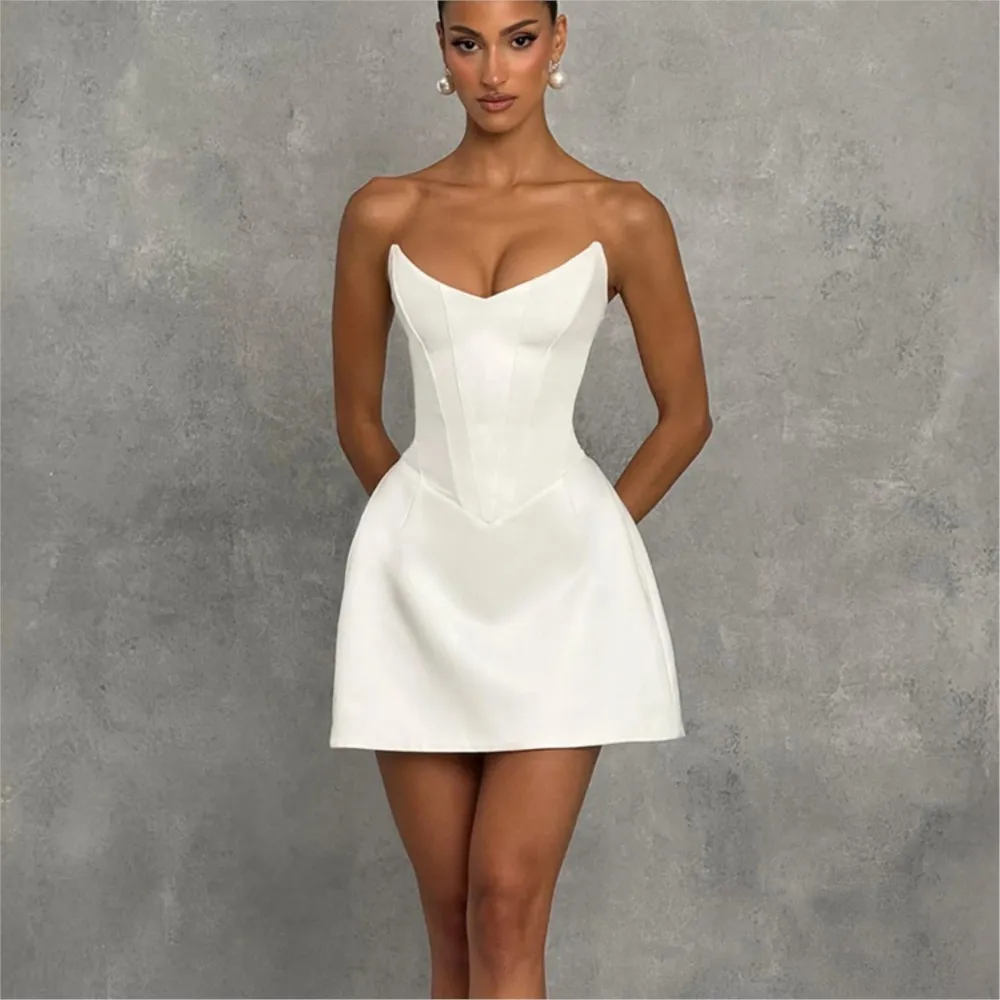 MsChuh Simple Style A-line Dress Party Dresses For Woman Vestido Fashionable Off Shoulder Solid Color Birthday Party Temperament