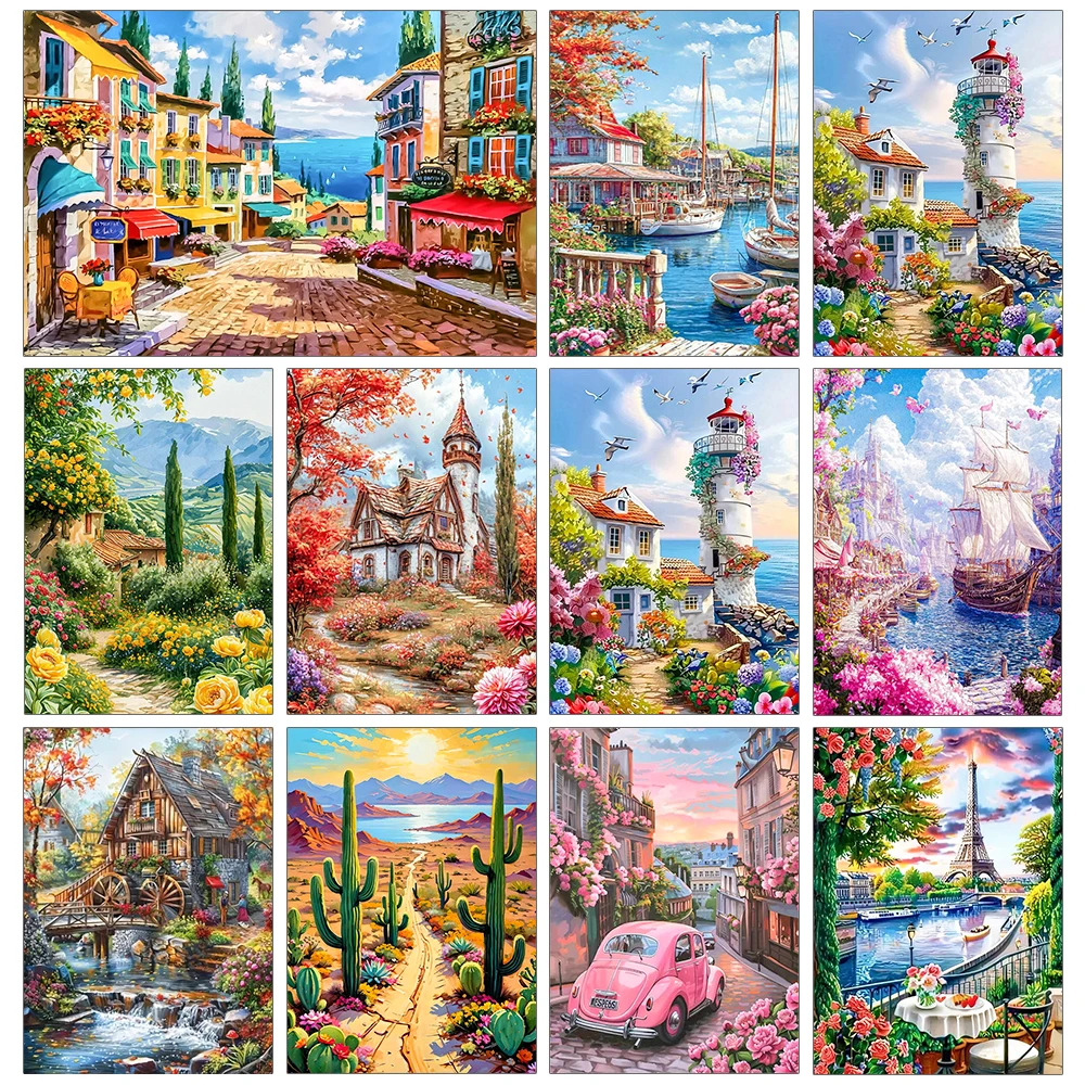 5D-Diamant-Stickerei zum Selbermachen, Hausbild, Strasssteine, Mosaik-Kunst, Landschaft, neues 2025, Diamant-Gemälde, Wandkunst
