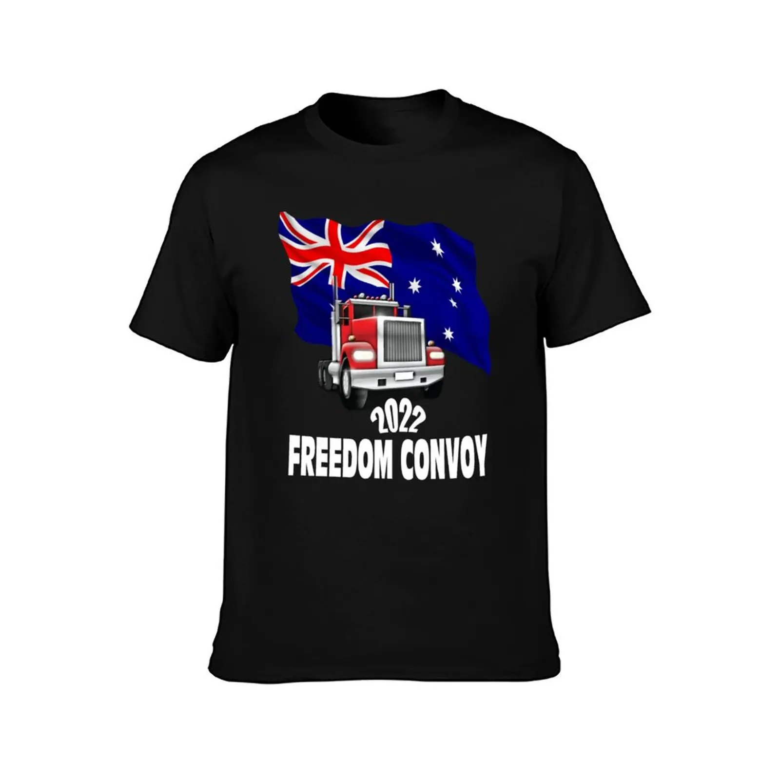 Freedom Convoy Australia 2022Truck with Waving Australian Flag T-Shirt Summer Casual Cotton Tee Oversized Streetwear Tops