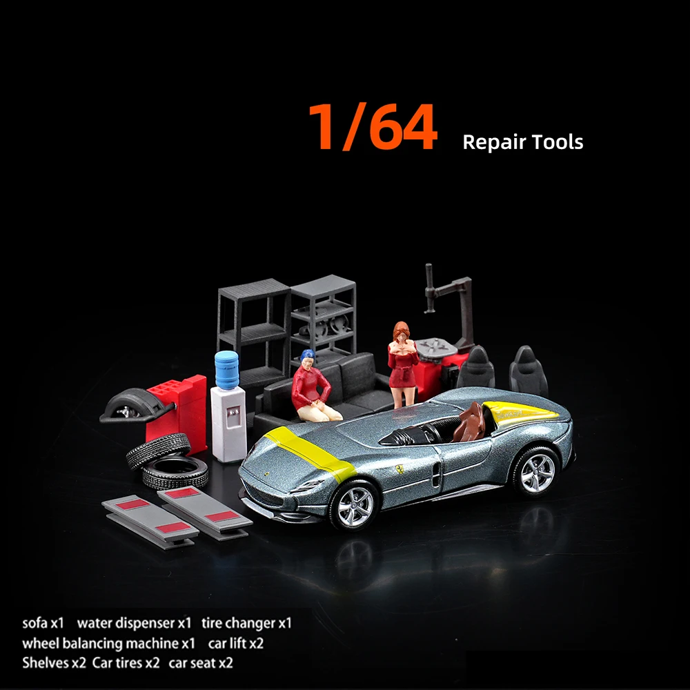 Kicarmod 1/64 Scale Model Sofa table and chair kit in Scale Paired with 1:64 Architectural Scenes and Car Models Scene