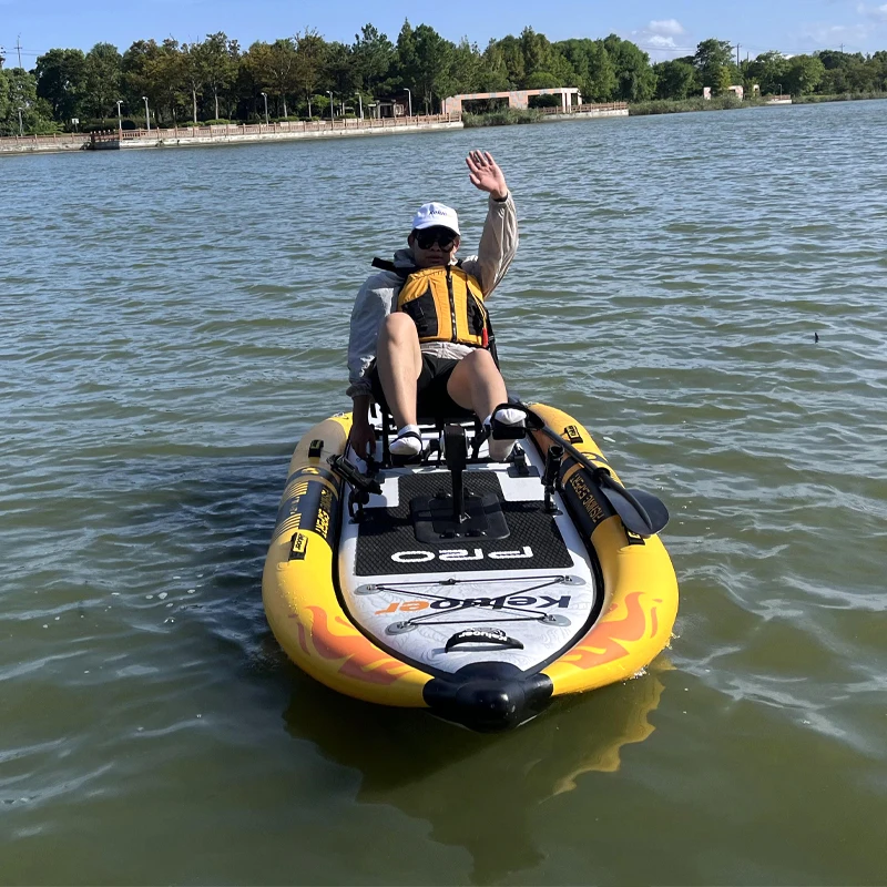 Hot Sale Single Seat SUP Inflatable Fishing Pedal Kayak Boat PVC Material Electric Pedal Boat