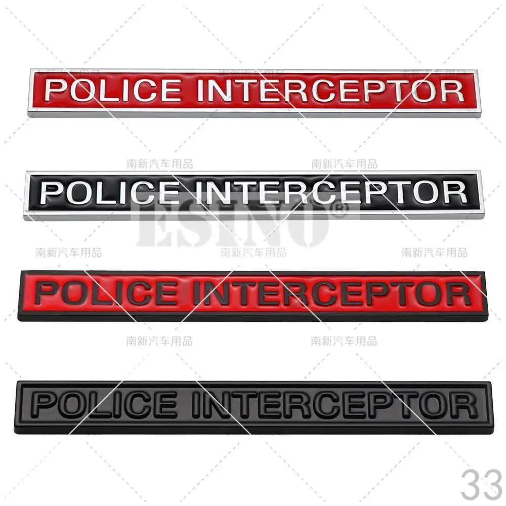Car Styling 3D Police Interceptor Utility Metal Alloy Adhesive Emblem Rear Trunk Badge Fender Sticker Body Decal for Ford Dodg