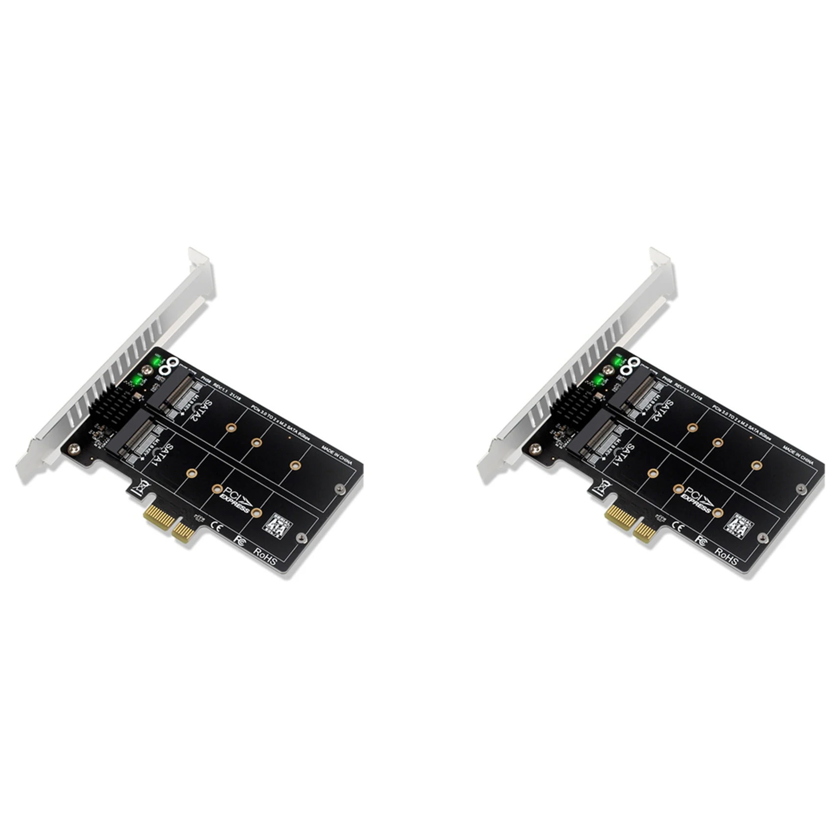 2X PH58 M2 SATA To PCIE Adapter Card Double Disc Display Card RAID Splitter Expansion Card Pcie X1 To NGFF M2 SATA SSD
