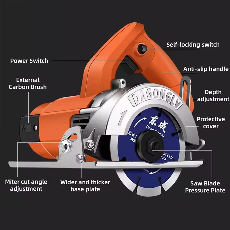 Multifunctional Household Woodworking Slotting Machine Handheld Electric Saw Suitable For Stone And Wood Stone Tile Cutting