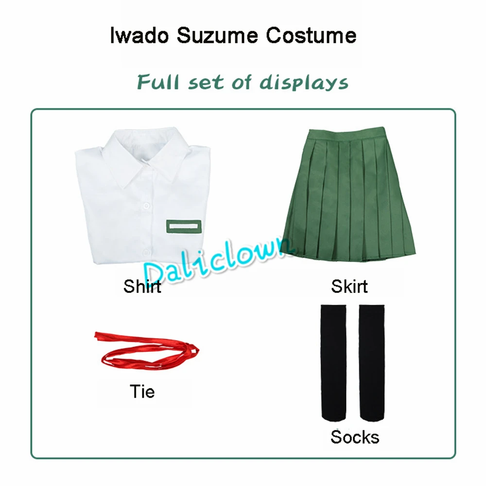 Anime Suzporina No Tojimari Cosplay Costume pour femmes et filles, uniforme JK, chemise trempée, jupe, perruque, Halloween