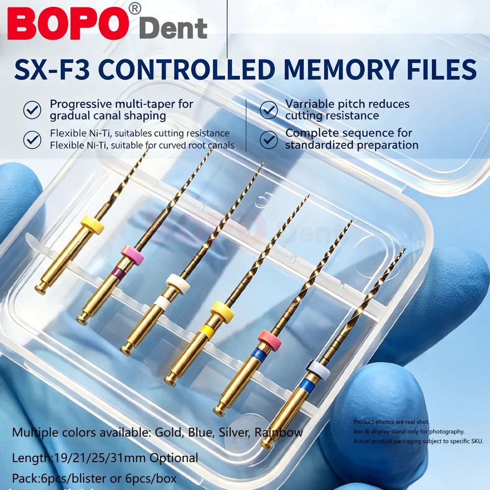 Dental Rotary Files 21mm 25mm SX F3 NiTi File System Assorted Green Packing for Root Canal Treatment with Endomotor F4 F5
