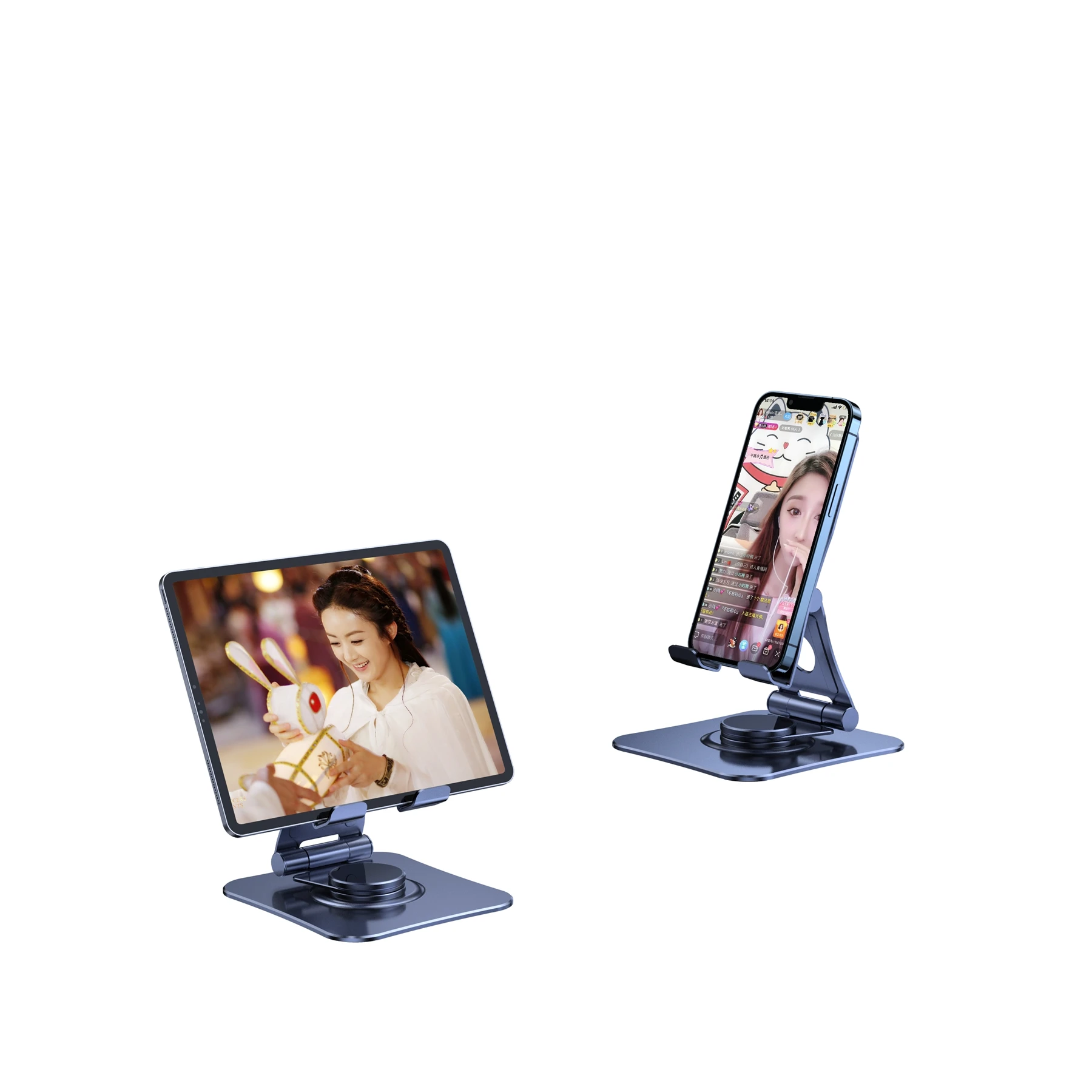 

Desktop 360° Swivel Tablet Aluminium Stand, Stable Tablet Phone Stand with Aluminium Base, Adjustable and Foldable