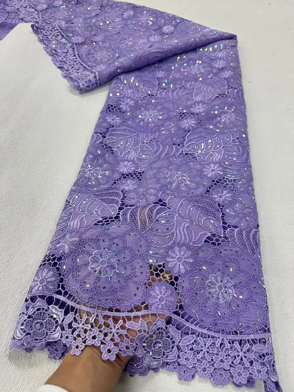 New African Lace Fabric 5 Yards High Quality 2025 Nigerian Cord Chiffon Lace Fabrics White Tulle Fabric For Wedding Dress H161-1