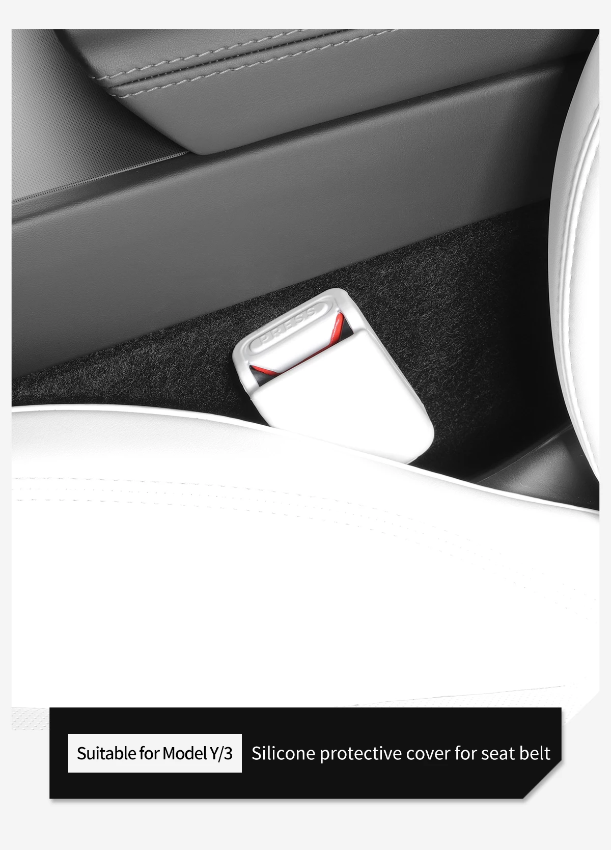 LUCKEASY für Tesla Model Y Model 3 2019-2026 Autosicherheitsgurt-Schnallen-Schutzabdeckung, dekorative Sicherheitsgurt-Abdeckung, Zubehör – Detail 4