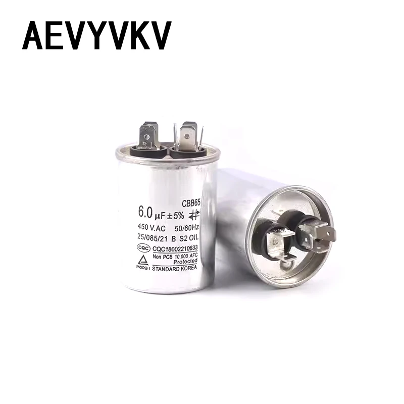 Condensador de Motor de CA CBB65, compresor de aire acondicionado, condensador de arranque 450VAC 5uF 20uF 25uF 30uF 35uF 40uF 45uF 50uF 60uF 70uF 5%