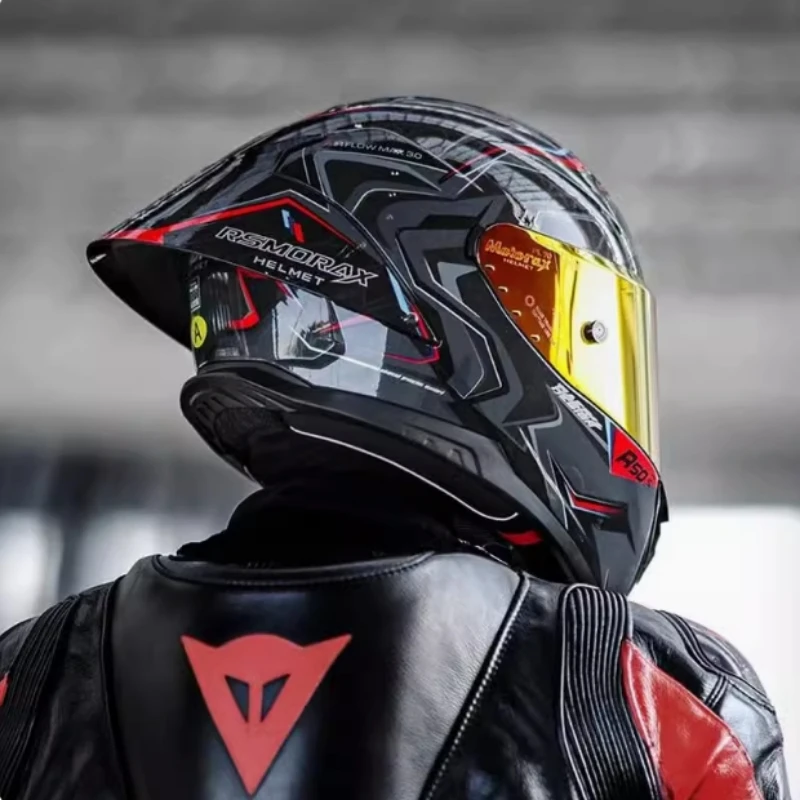 Motorax Morex R50s PRO Motorrad Grauer Helm Herren und Damen Einteiliger Vollhelm Motorrad Universal für alle Jahreszeiten