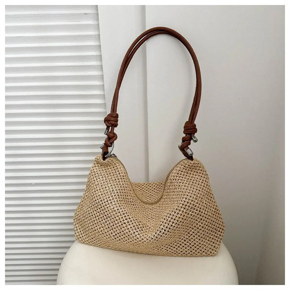 Woven Straw Bag Fashion Large Capacity Handmade Braid Shoulder Bag Rattan Tote Bag Summer Beach