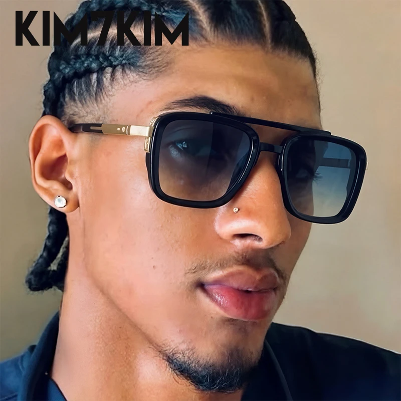 

2026 Polarized Steampunk Oversized Square Sunglasses Men Double Bridge Retro Vintage Driving Shades For Male Outdoor Eyewear