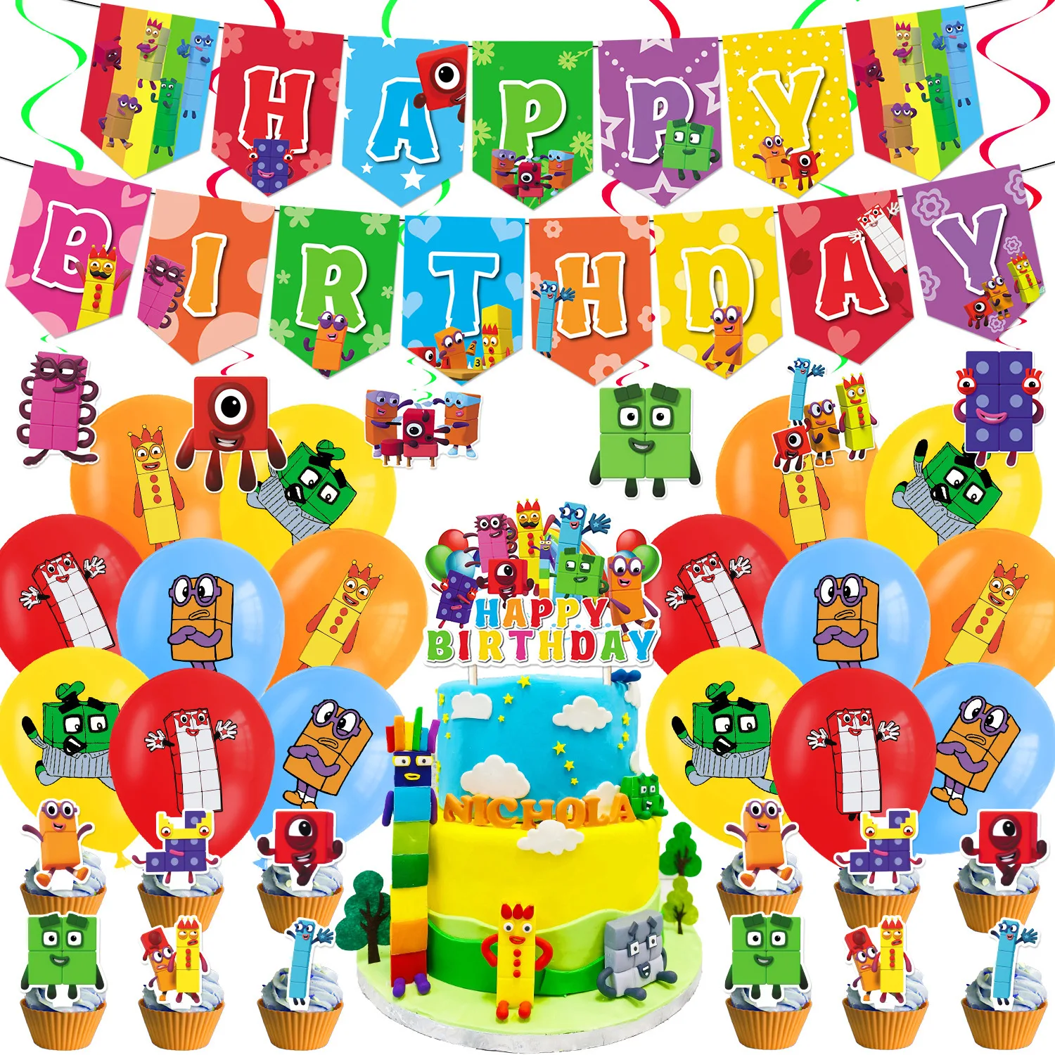 New 1Set Numberblocked Party Supplies 5
