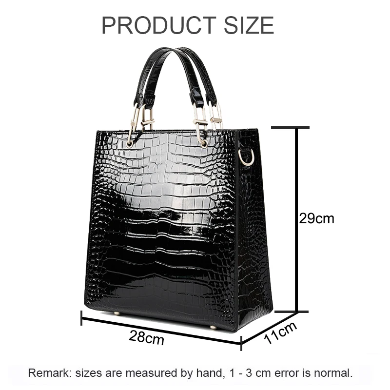 Women Crocodile Pattern Cowhide Handbag Female Split Leather Commuter Shoulde Bag Lady Adjustable Shoulder Strap Crossbody Pack
