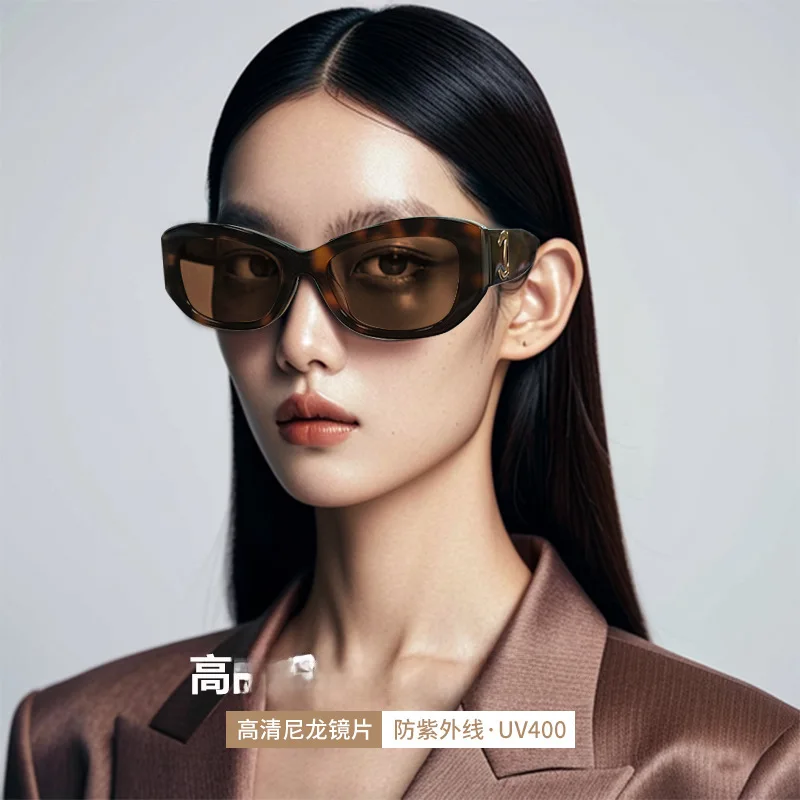 Men's Sunglasses New Home Sun Glasses Women's Plate UV Protection OversizedlogoSun-Proof Black Golden Cat Sunglasses for MenCH54