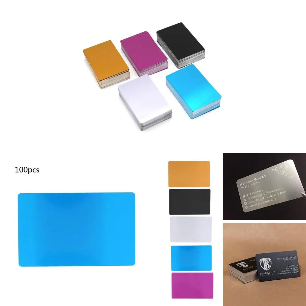 

Прочная алюминиевая пустая визитная карточка с гравировкой для индивидуального рисунка, DIY-карта, 100 шт.
