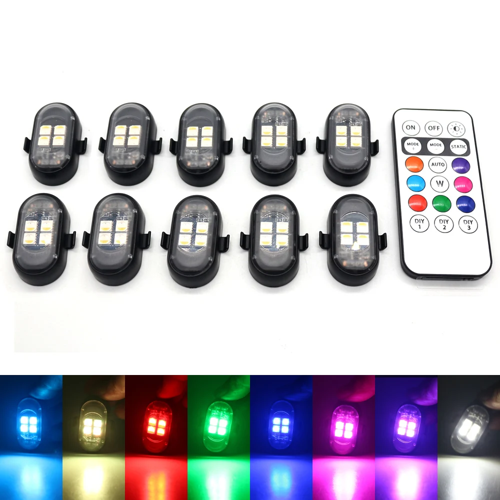 RGB-auto-interieurverlichting met draadloze afstandsbediening, grotere batterij en helderdere LED, Type-C snel opladen, multi-modus voor motorfietsen
