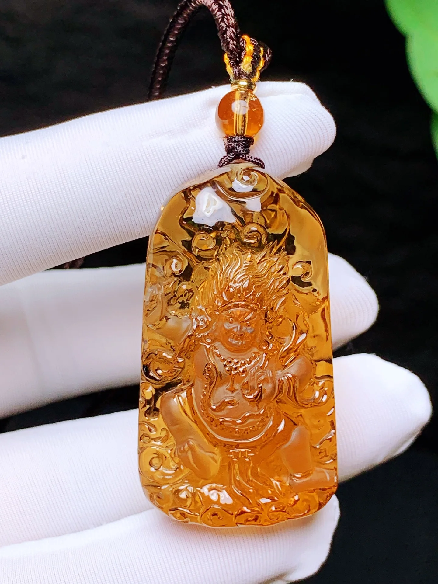 Natural Yellow Citrine Quartz Pendant 43*23*14mm God of Wealth Women Men Jewelry Citrine Wealthy Necklace AAAAA