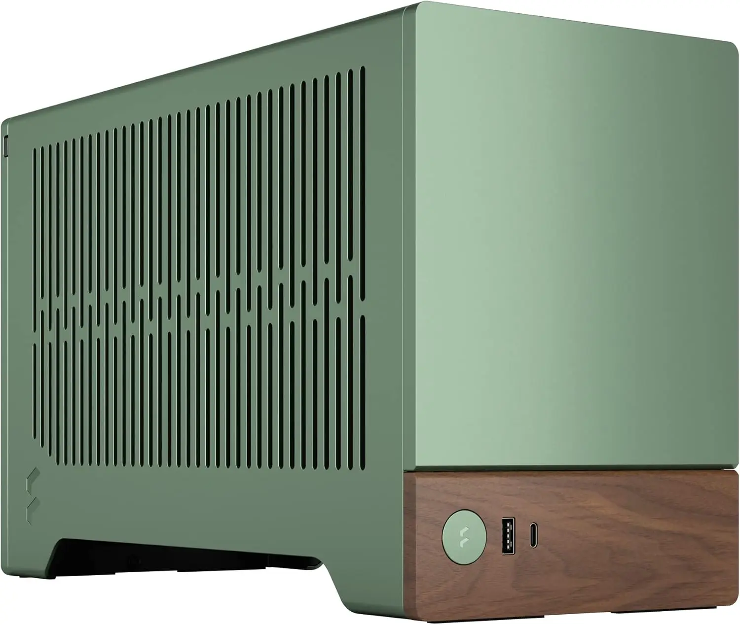 

Small Form Factor Mini ITX Gaming Case with Wood Walnut Front Panel, PCIe 4.0 Riser Cable, USB Type-C, Anodized Aluminum Panels