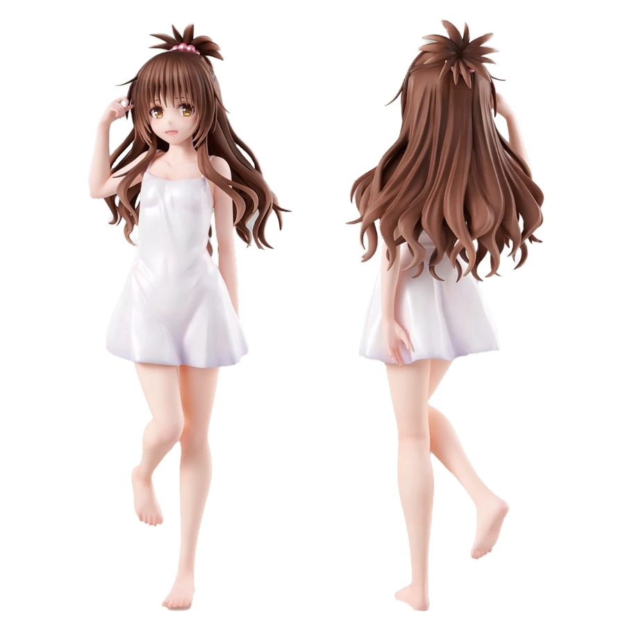 25cm To Love-Ru Darkness Anime Figure White Dress Yuuki Mikan Action Figure Sexy Girl Figurine PVC Collection Model Doll Toys