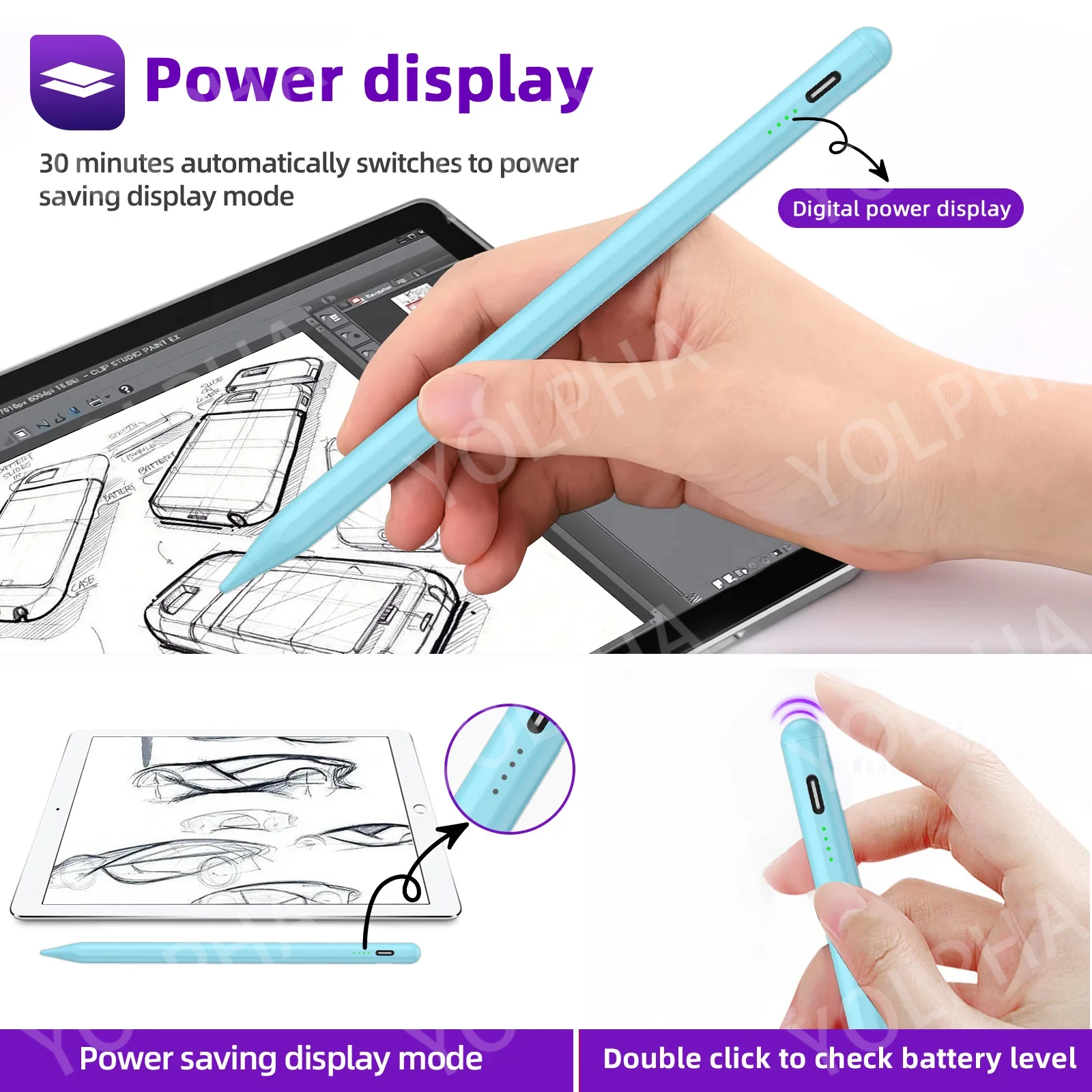 Stylus Pen for iPad with Palm Rejection (2018-2026) Alternative for Apple Pencil Active Touch Screen Pen for iPad Accessories