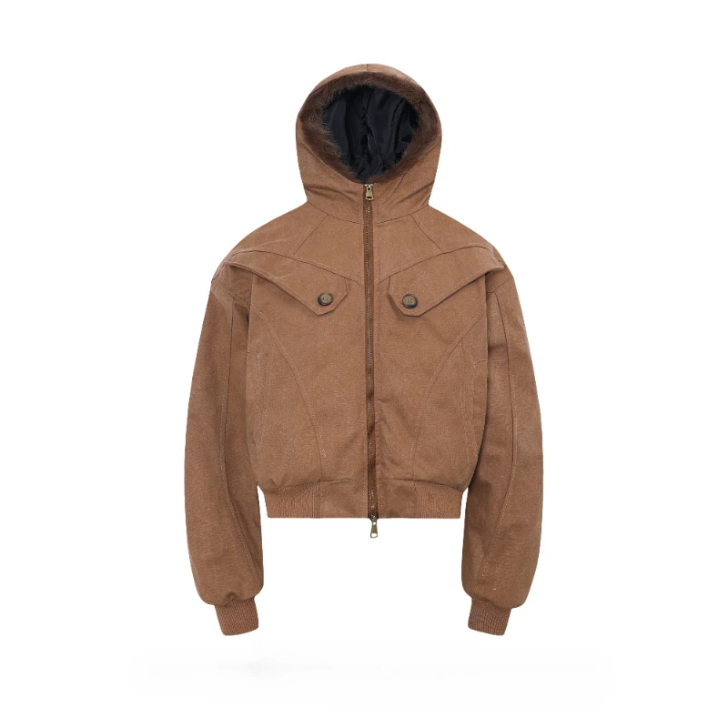 Fashion American Style Hooded Cotton Jackets Men 2025 Autumn Winter New Loose Zipper Parkas Solid Color Thickened Jackets Coats