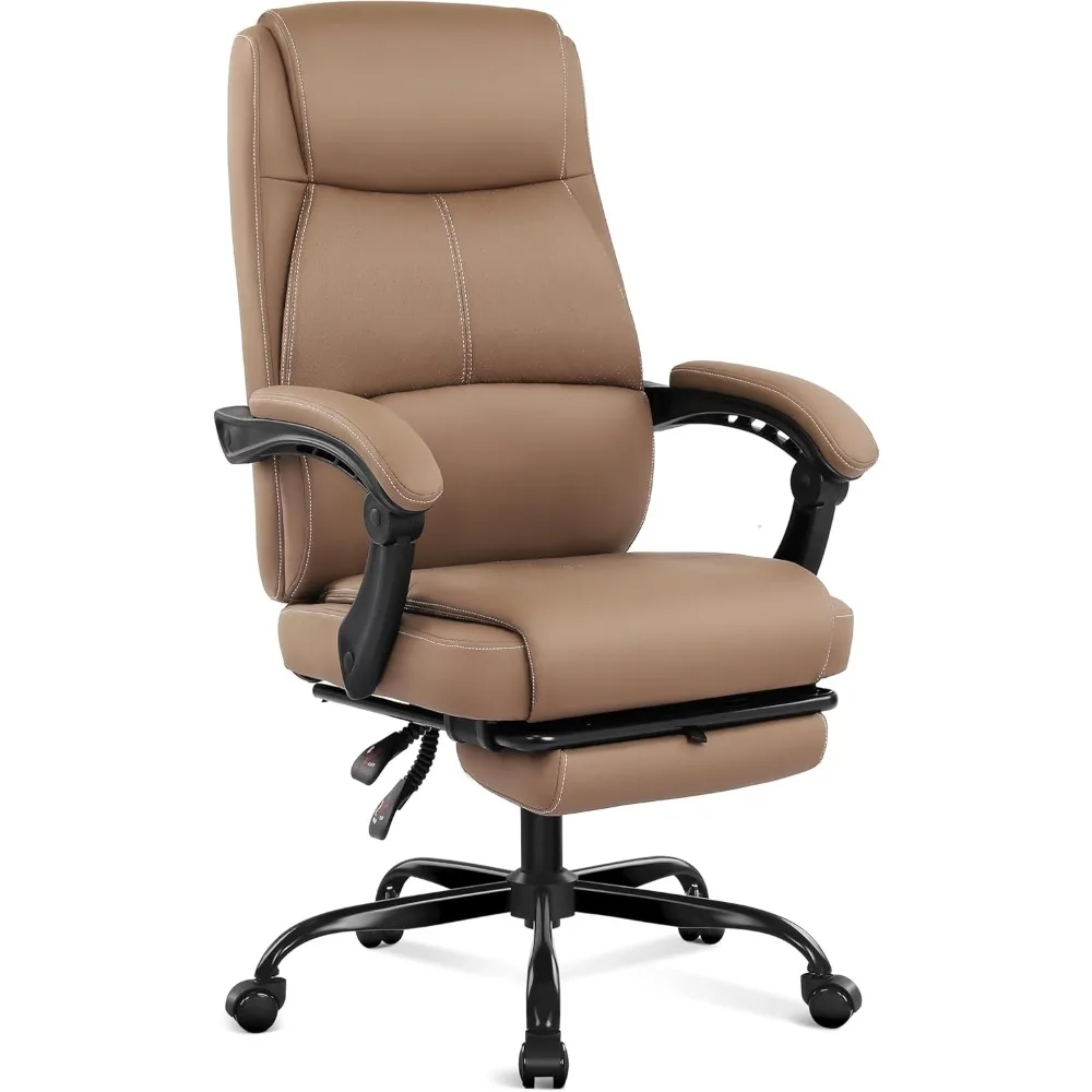 

Big and Tall Office Chair with Footrest, High Back Desk Chair with Linkage Armrest, 90-155° Recline Executive Computer Chairs w