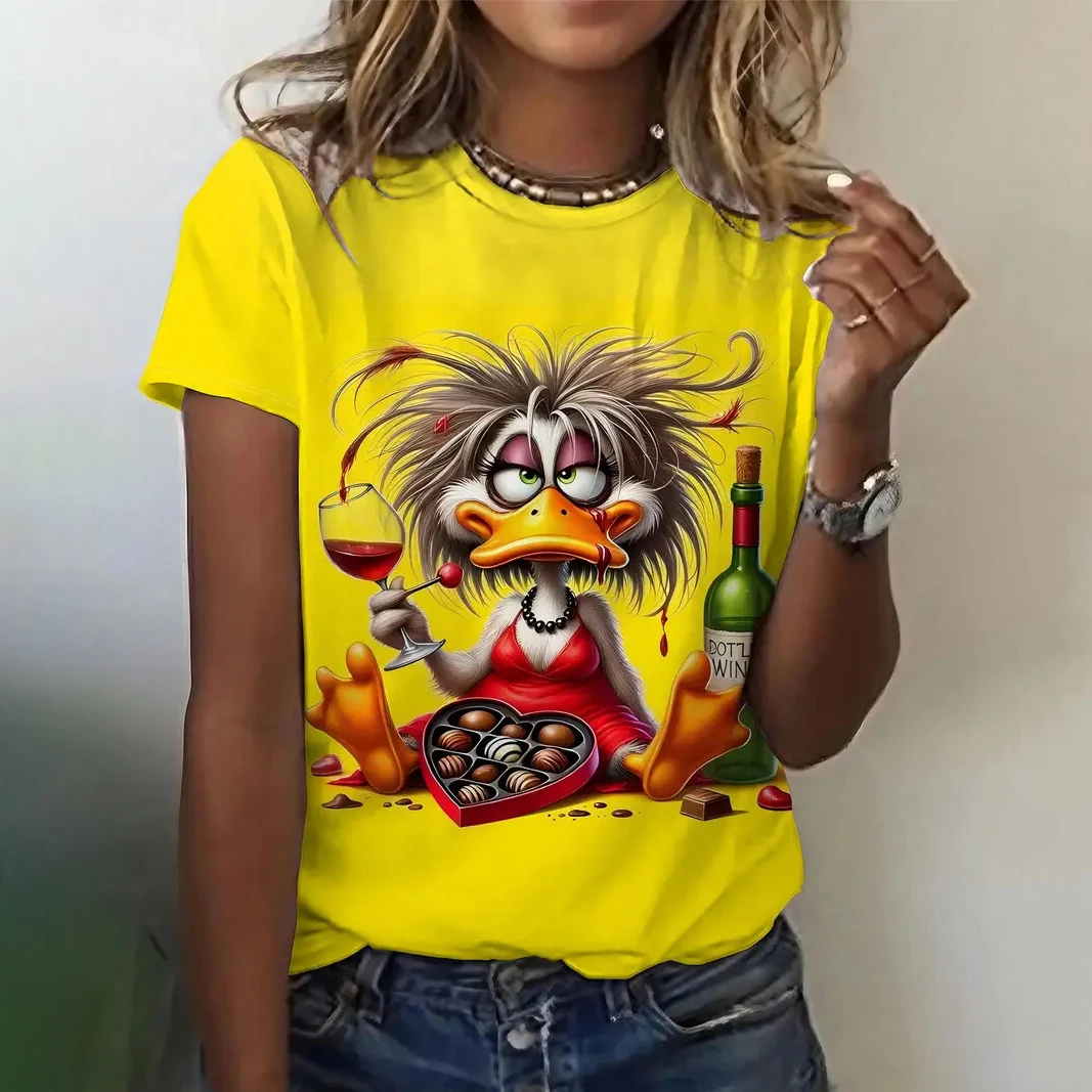 Funny Women's T-Shirts Summer Casual Short Sleeve Crew Neck Tee Fashion Streetwear Female Oversized Clothing Cartoon T-Shirts image 5