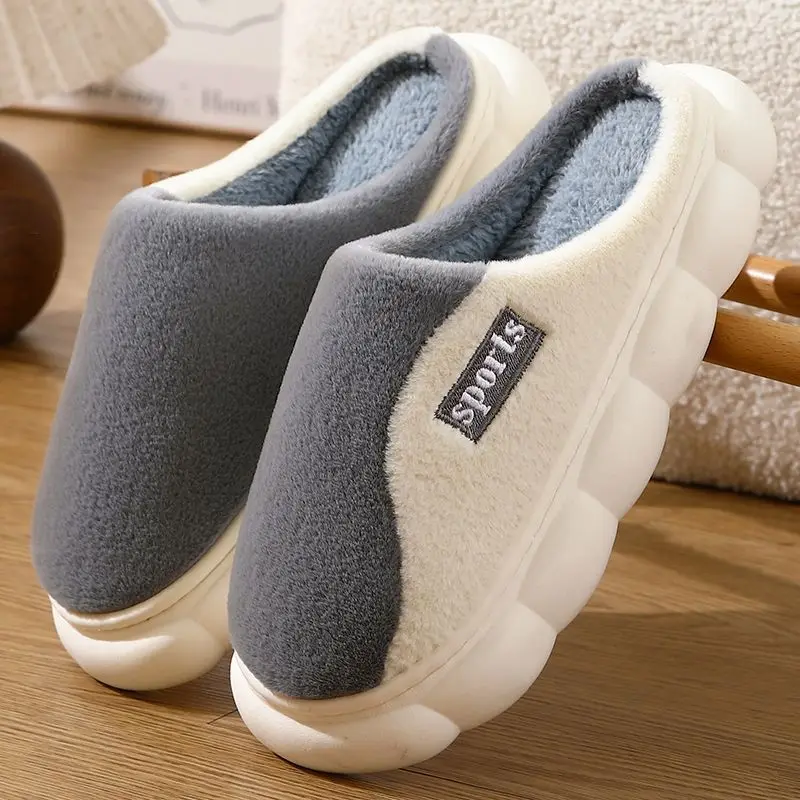 Winter Warm Fur Slippers Men Women Couples House Non Slip Soft Shoes Comfort Flat Heel Home Indoor Bedroom Plush Slippers