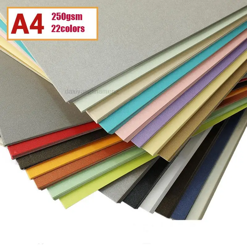 50pcs/lot fast shipping A4size 21x29.7cm 250gsm Pearl Paper Double Surafces Pearl Paper 20colors For DIY Gift Paper Craft